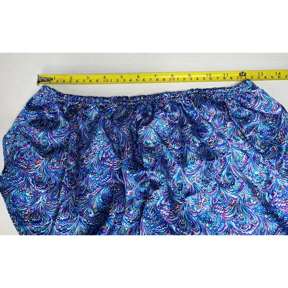 VTG Henson Kickernick Satin Robe Tank Shorts Large Blue Peacock Pajamas Lounge - Picture 13 of 16